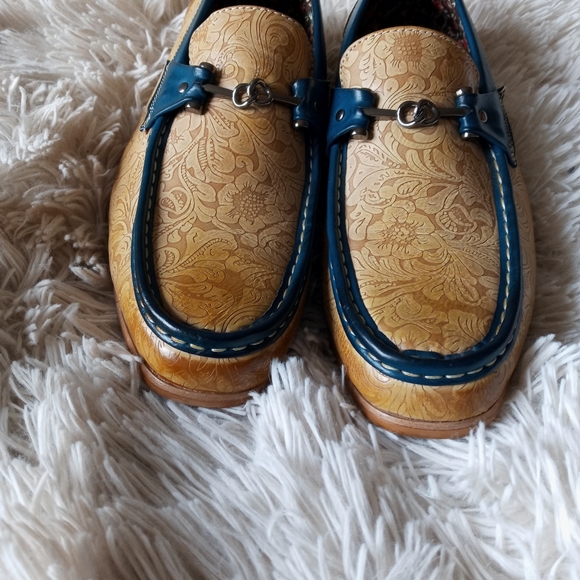 Antonio Cerrelli Mens tan scotch and navy loafers - Picture 7 of 11